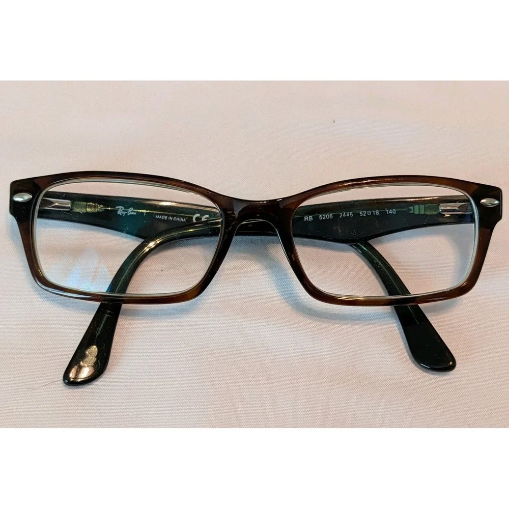Ray-Ban RB5206 2445‎ Eyeglasses Frame Green Brown Tortoise Rectangle 52-18-140